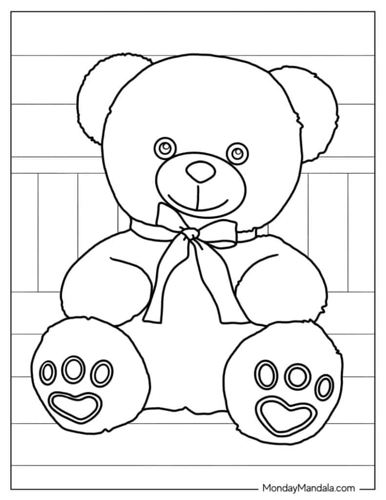 Teddy bear coloring pages free pdf printables