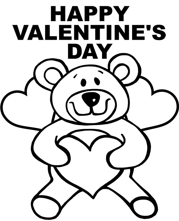 Printable valentines day coloring page teddy bear