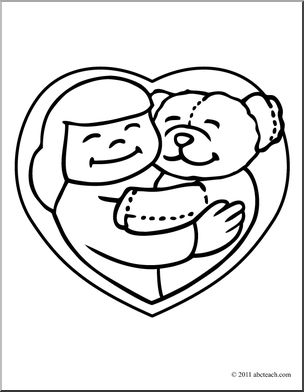 Clip art valentine teddy bear hug coloring page i