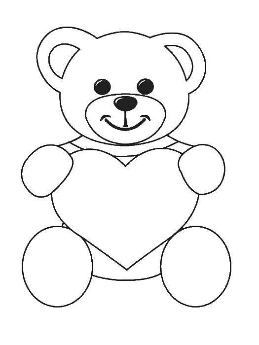 Online coloring pages holding coloring page teddy bear holding a heart valentines day