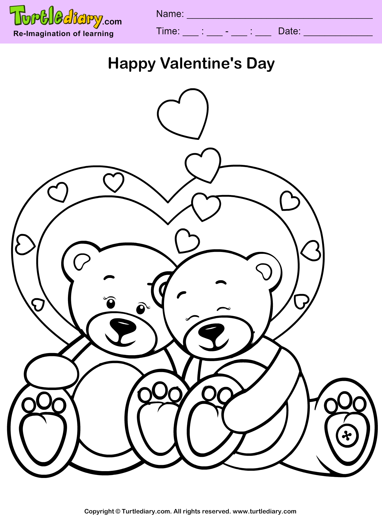 Teddy bear coloring sheet turtle diary