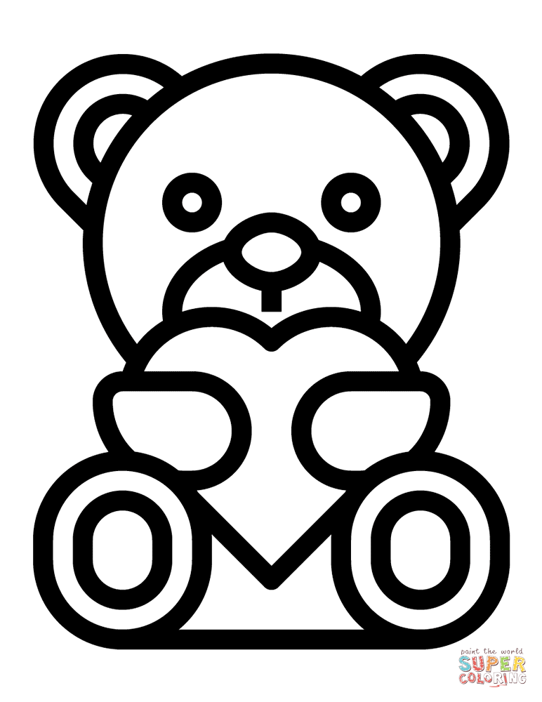 Valentines day teddy bear coloring page free printable coloring pages