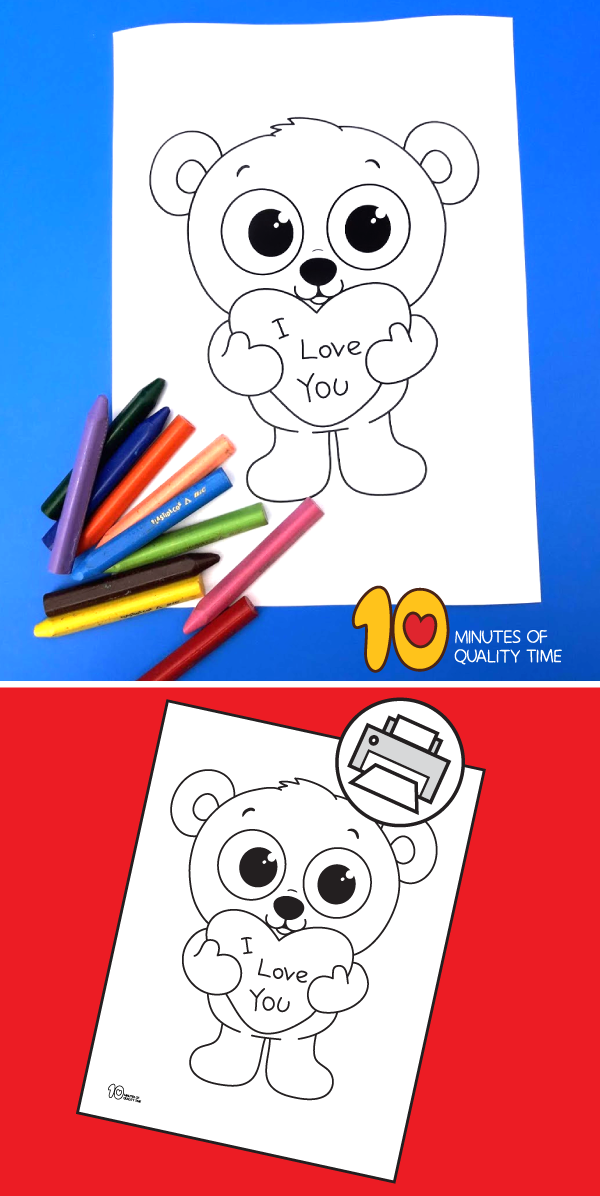 Teddy bear valentines day coloring page â minutes of quality time