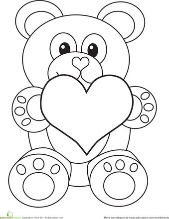 Valentines day bear worksheet education valentines day bears bear coloring pages valentines day coloring page