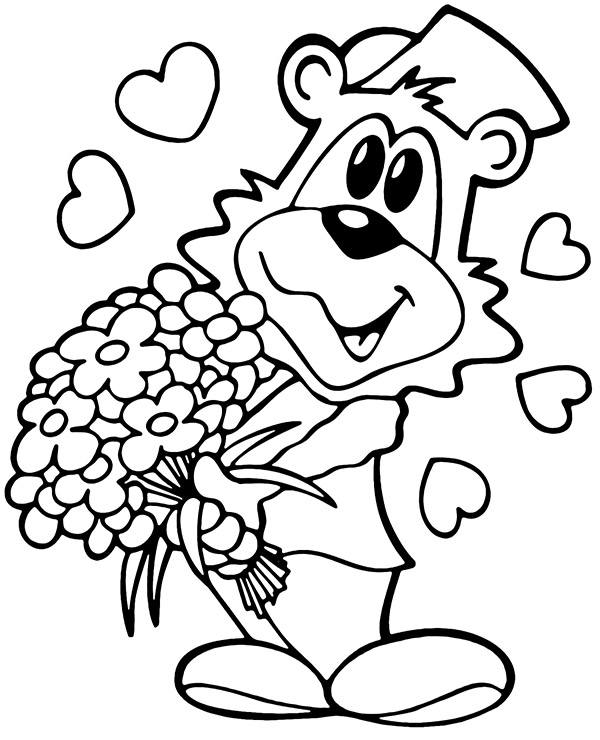 Romantic coloring page valentine flowers