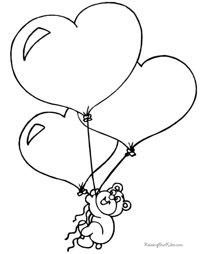 Valentines day balloons coloring page