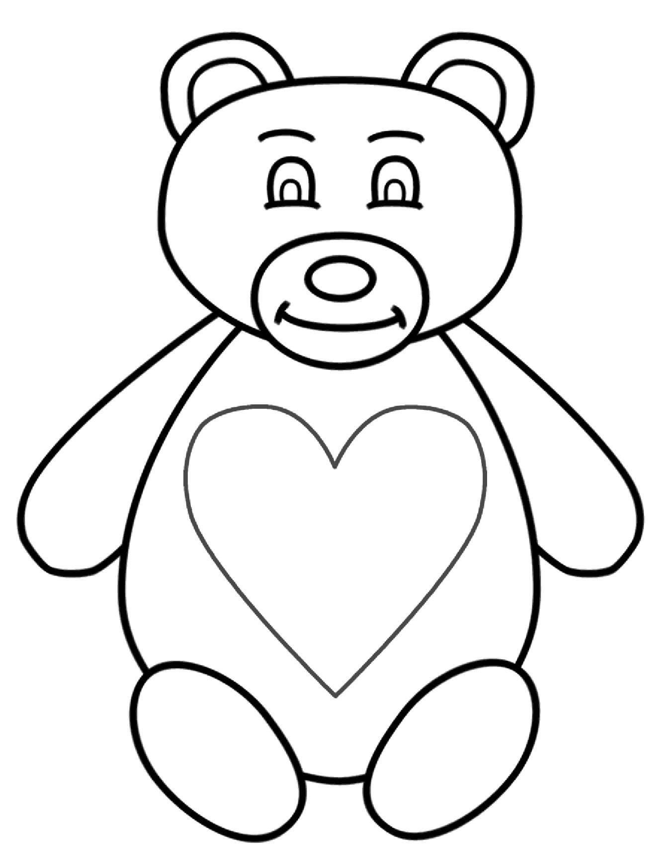 Heart teddy bear coloring page