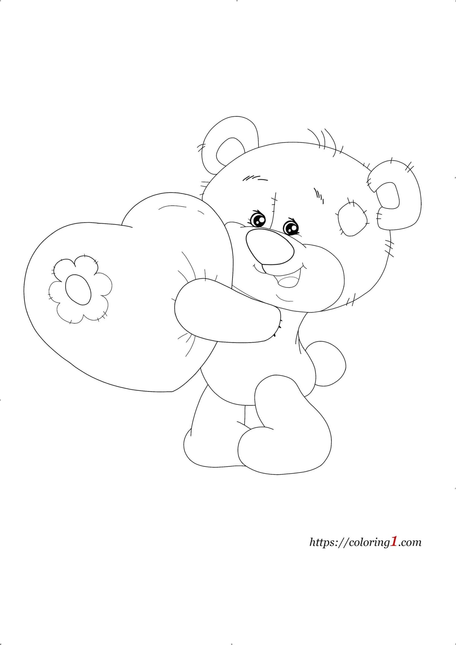 Teddy bear with heart coloring pages