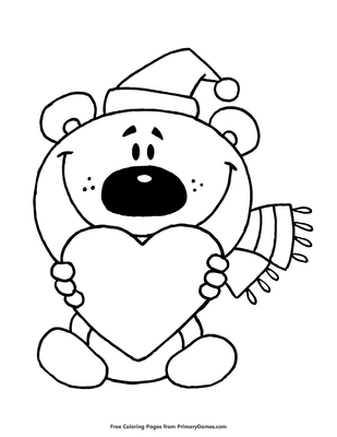 Teddy bear holding a heart coloring page â free printable pdf from