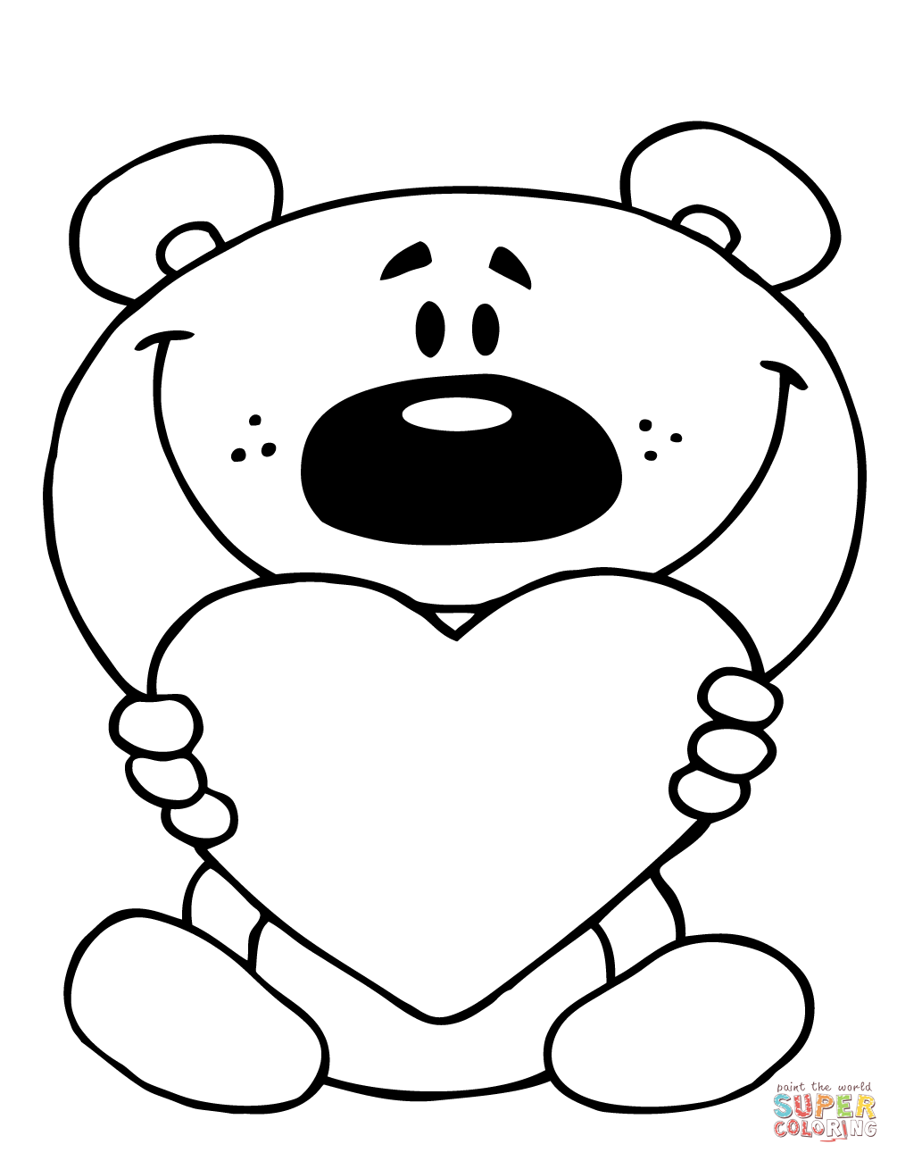 Teddy bear holding a red heart coloring page free printable coloring pages