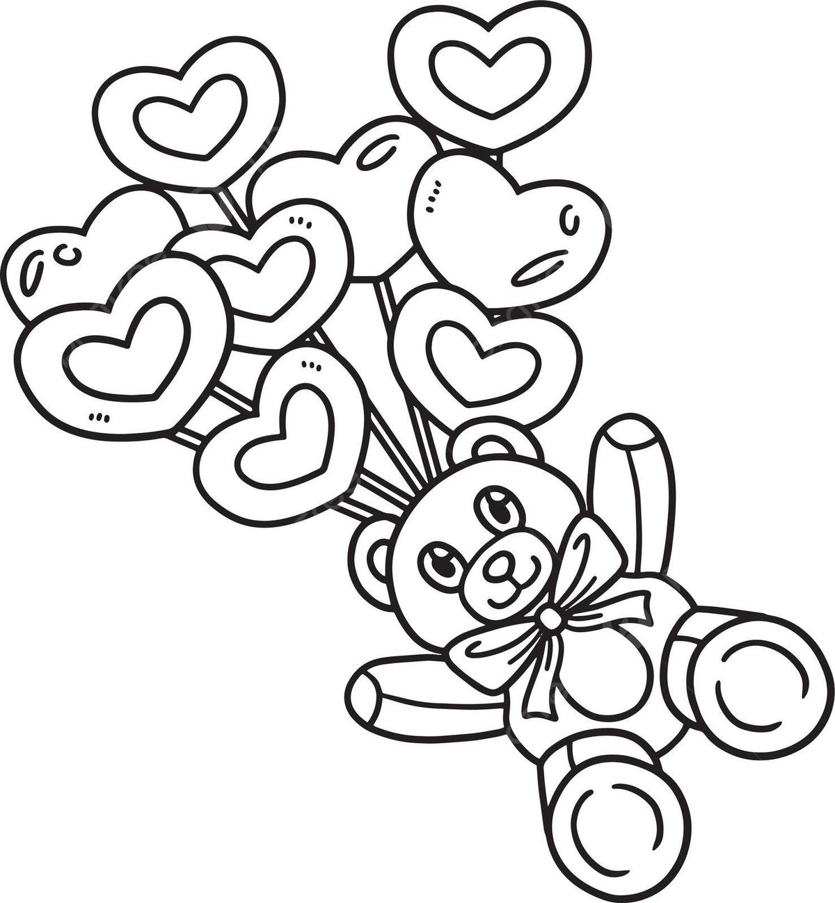 Teddy bear heart balloons isolated coloring page colouring book coloring isolated vector colouring book coloring isolated png and vector with transparent background for free download