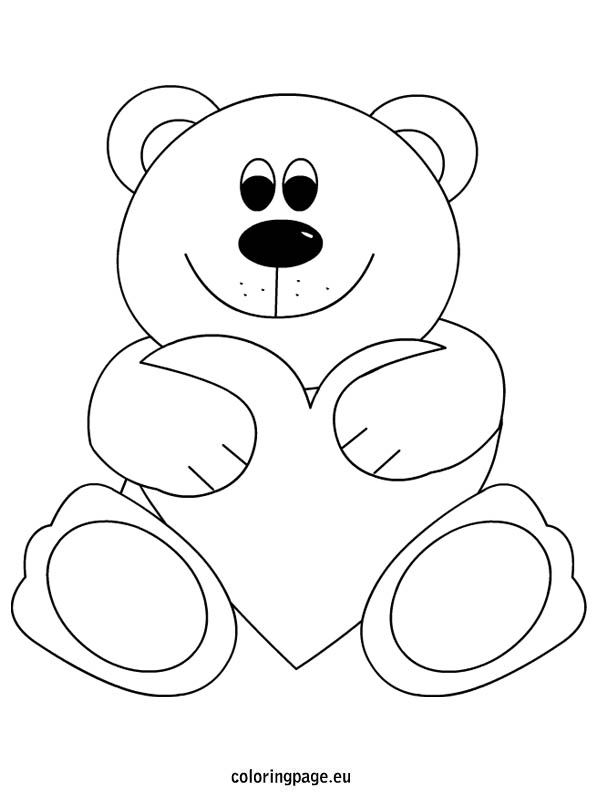 Teddy bear heart coloring page bear coloring pages heart coloring pages teddy bear coloring pages