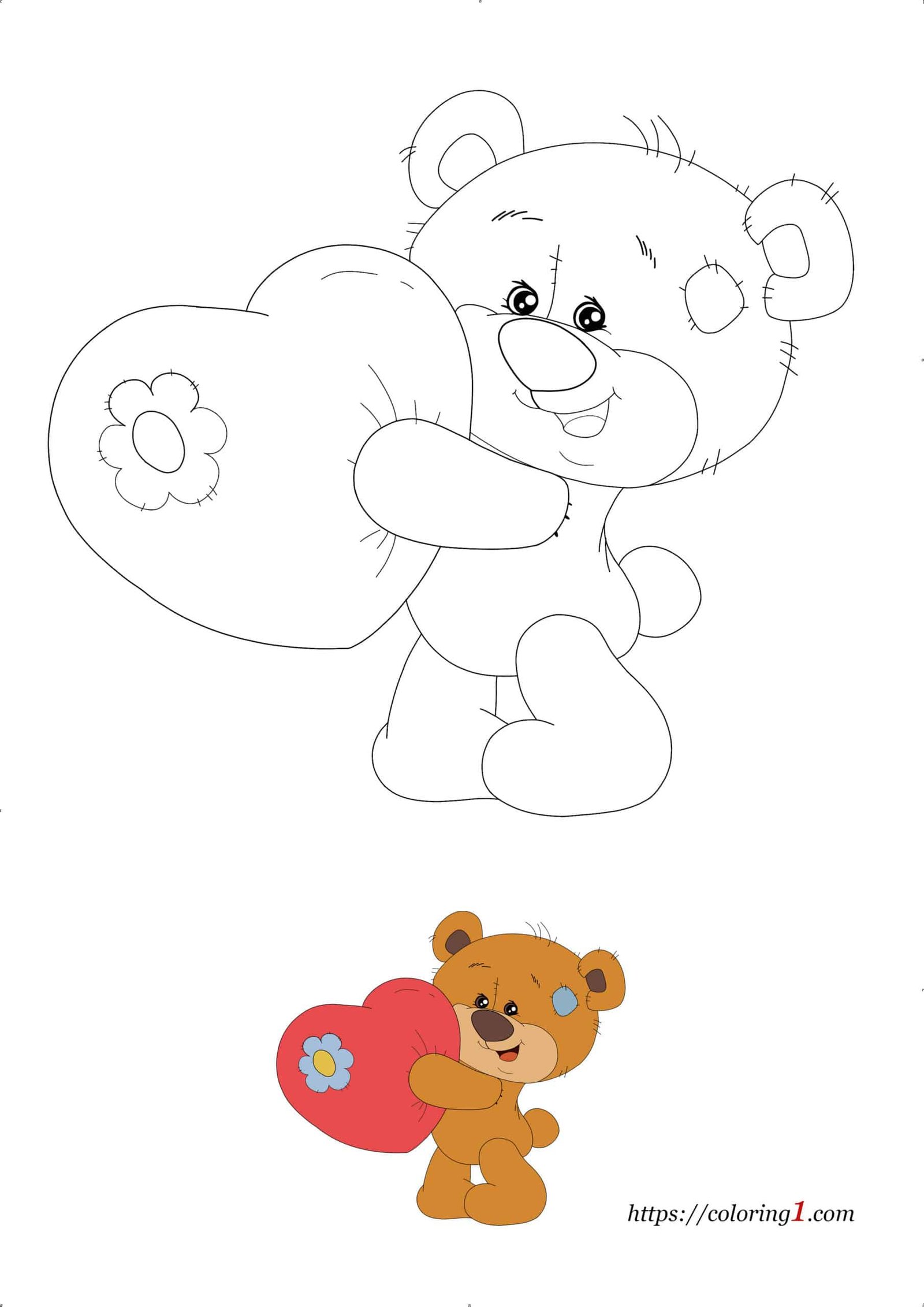 Teddy bear with heart coloring pages