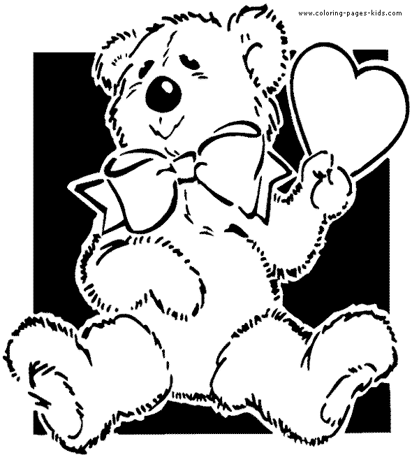 Teddy bear with a heart color page