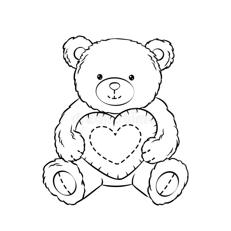 Teddy bear toy with heart coloring book vector stock vector