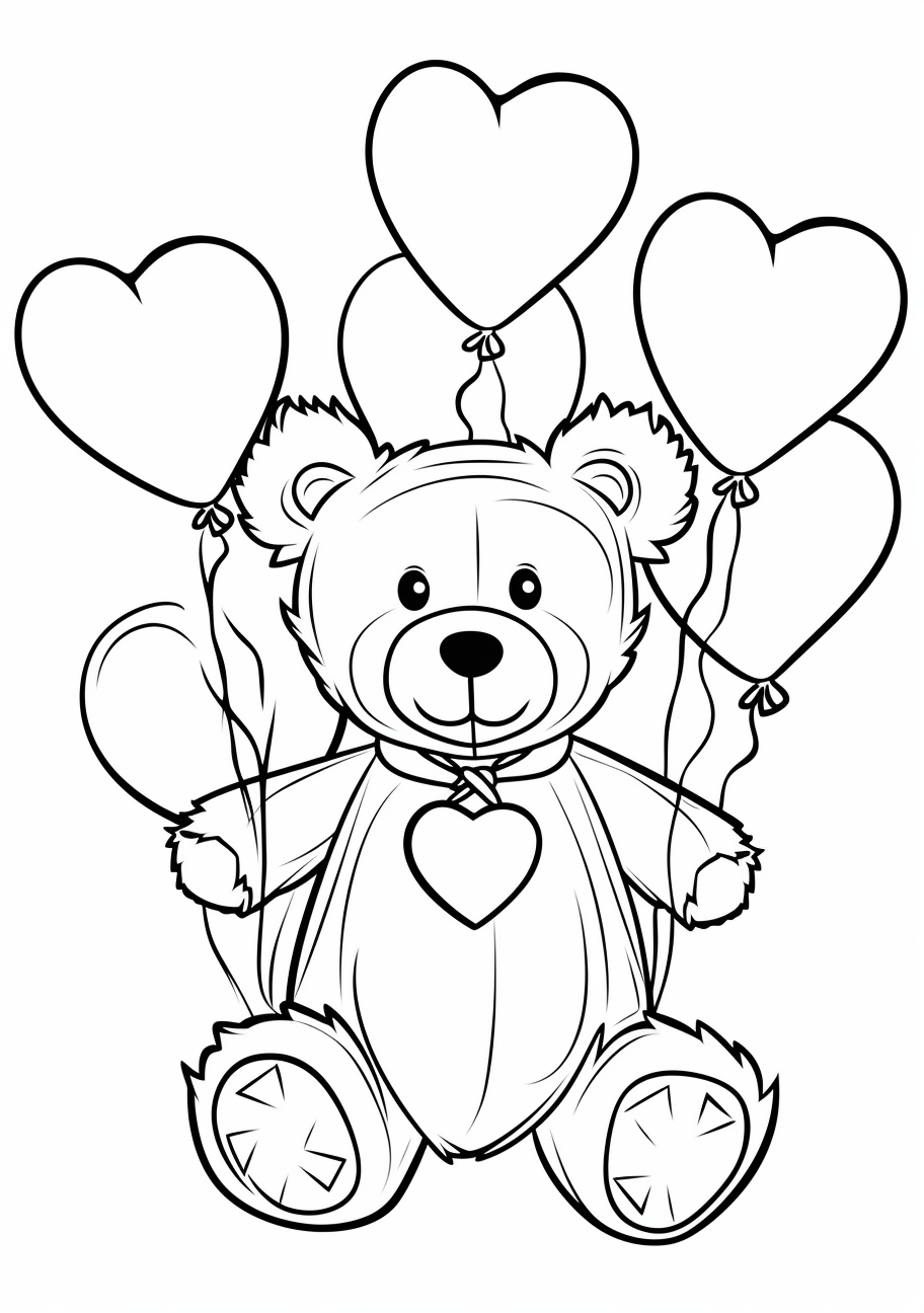Valentines teddy bear and balloons