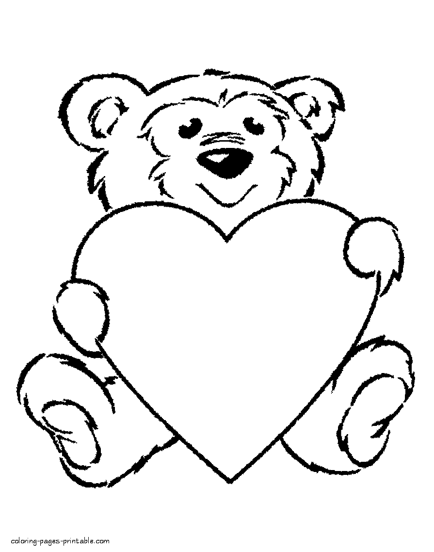 Teddy bear with a heart coloring page coloring