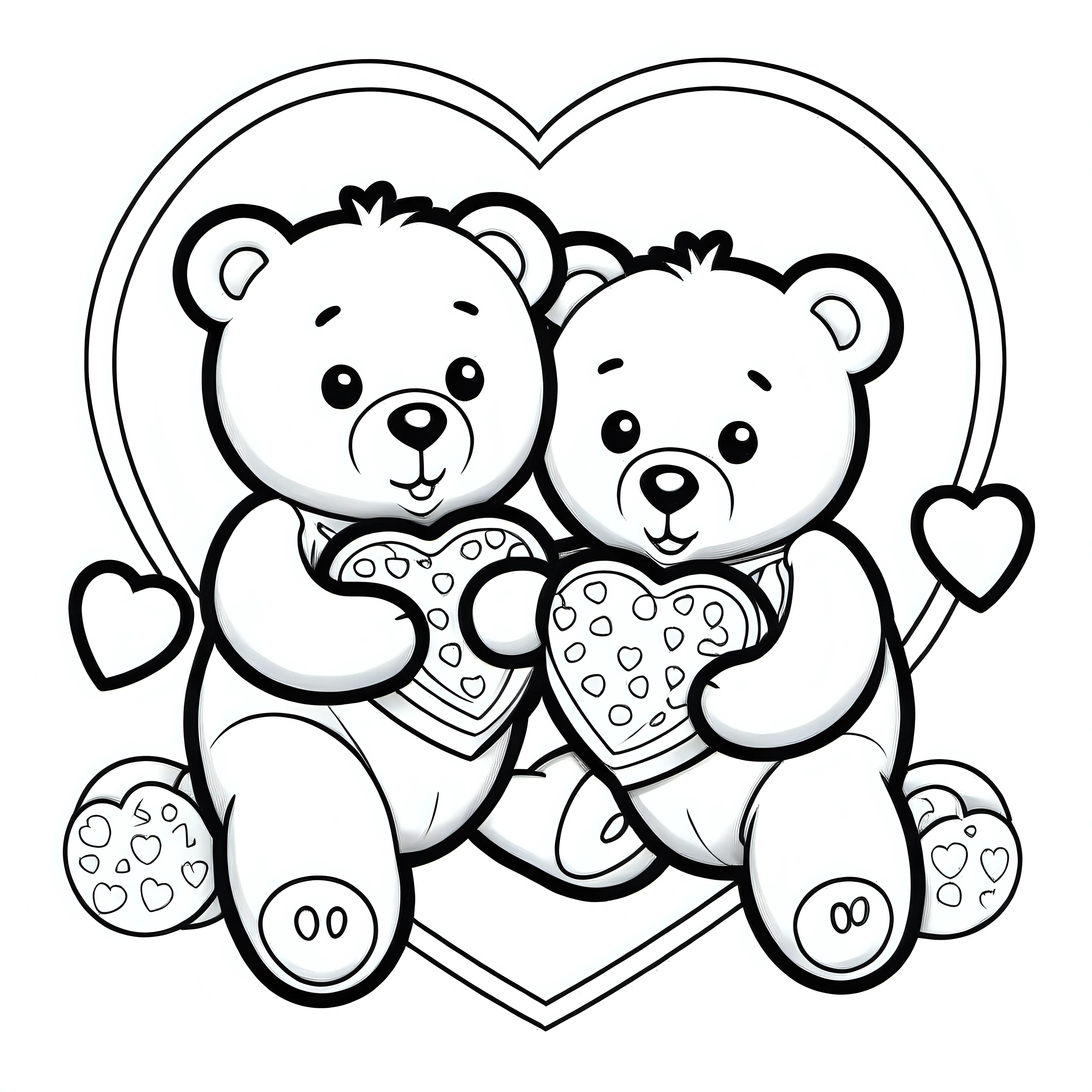 Adorable teddy bears enjoying heartshaped cookies coloring page muse