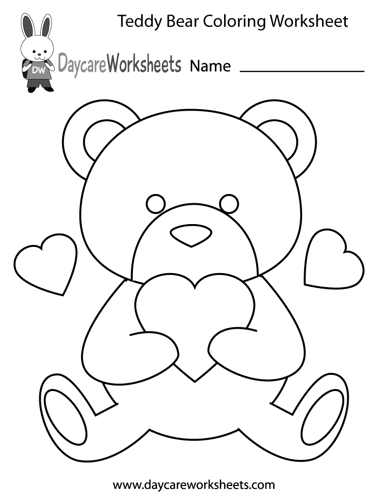 Free preschool teddy bear coloring worksheet