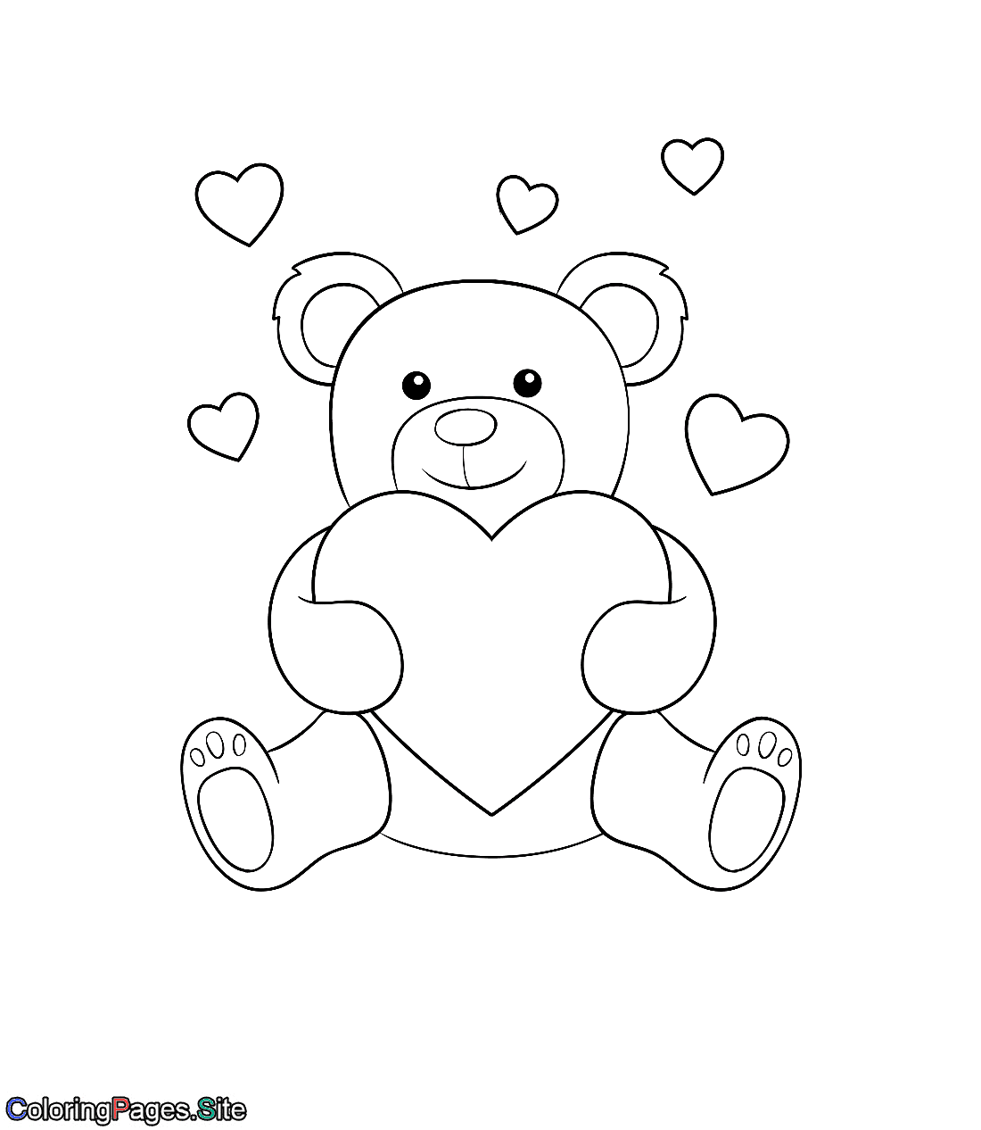Heart bear online coloring page