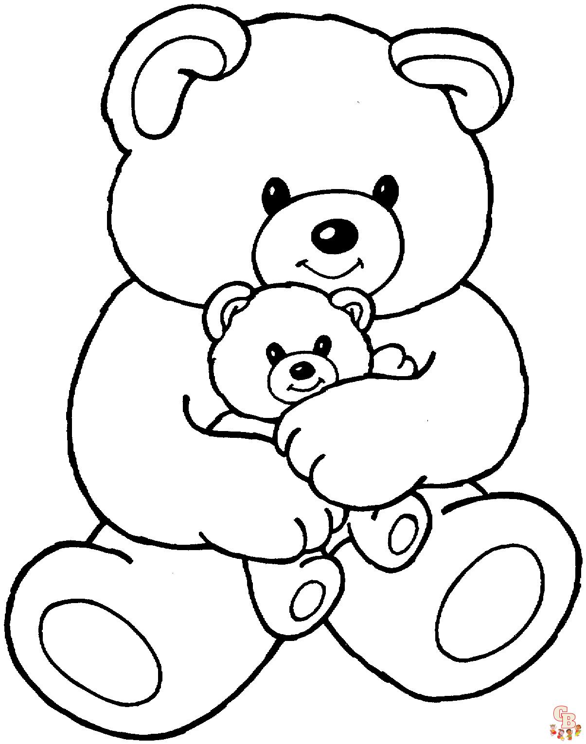 Cute and free teddy bear coloring pages for kids