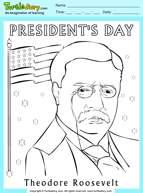 Theodore roosevelt coloring sheet turtle diary