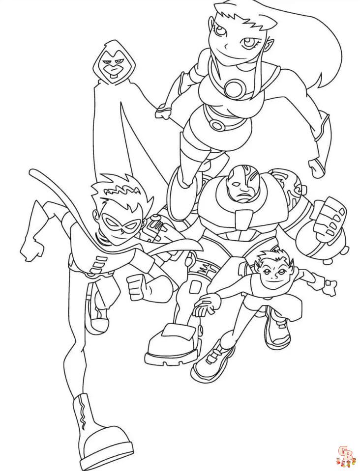 Printable teen titans coloring pages free for kids and adults