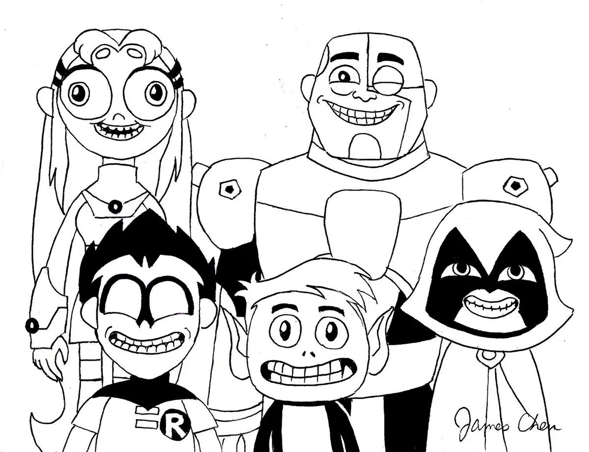 Teen titans go original comic art on rd stock by comic artist james chen