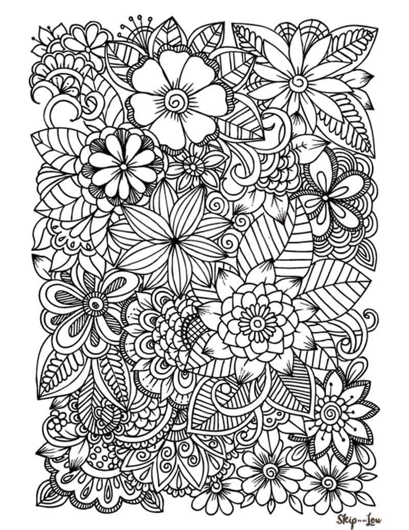 Flower coloring pages coloring pages for teenagers detailed coloring pages printable flower coloring pages