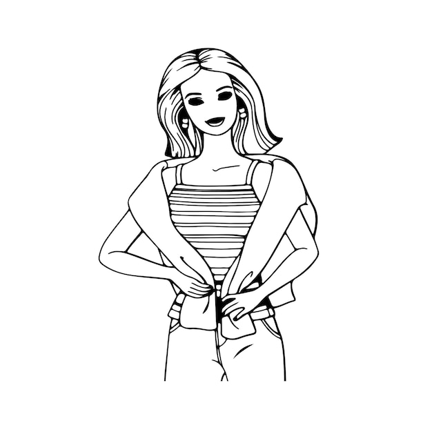 Premium vector teenage girl coloring pages for teens vector art illustration