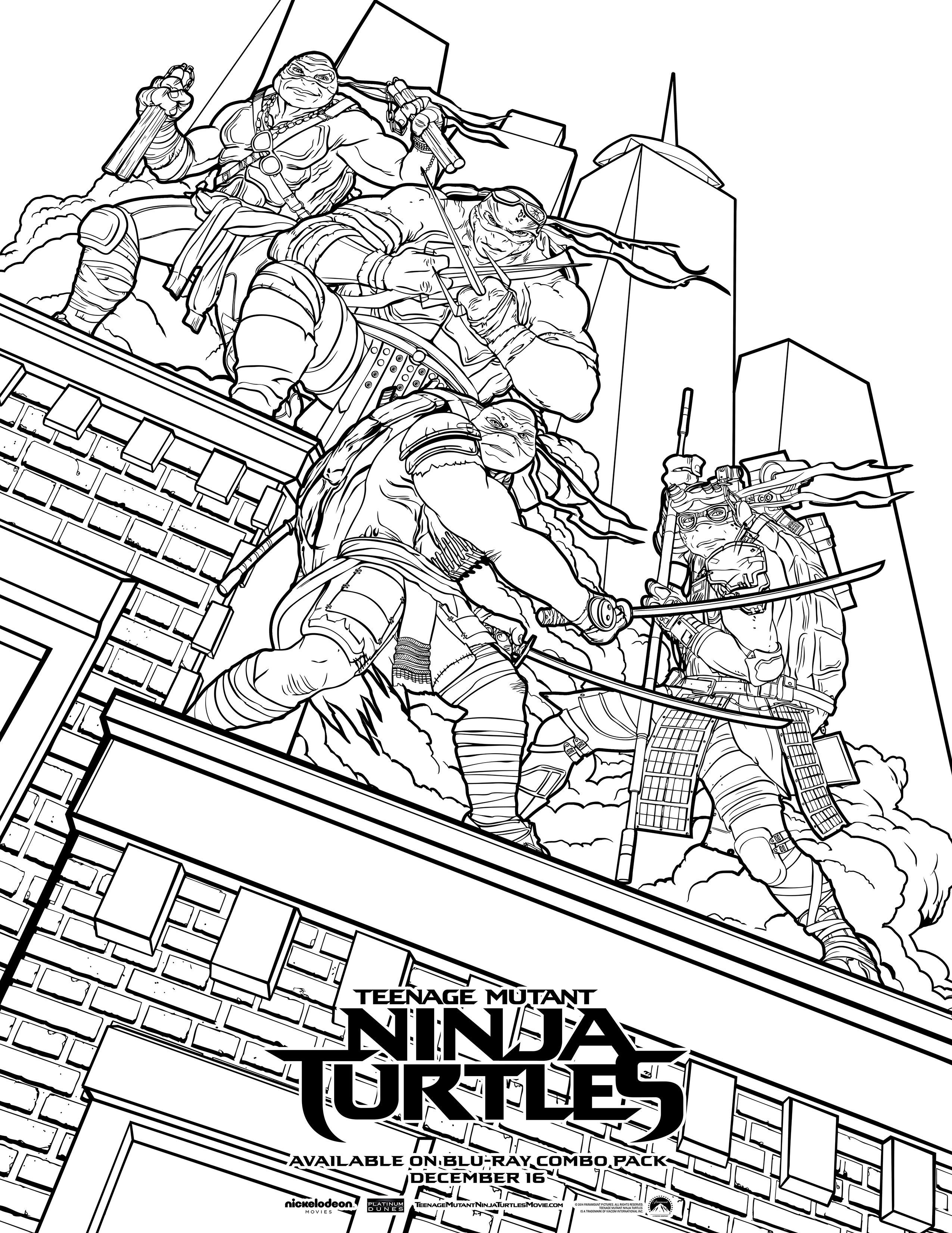 Colorful ninja turtle coloring page