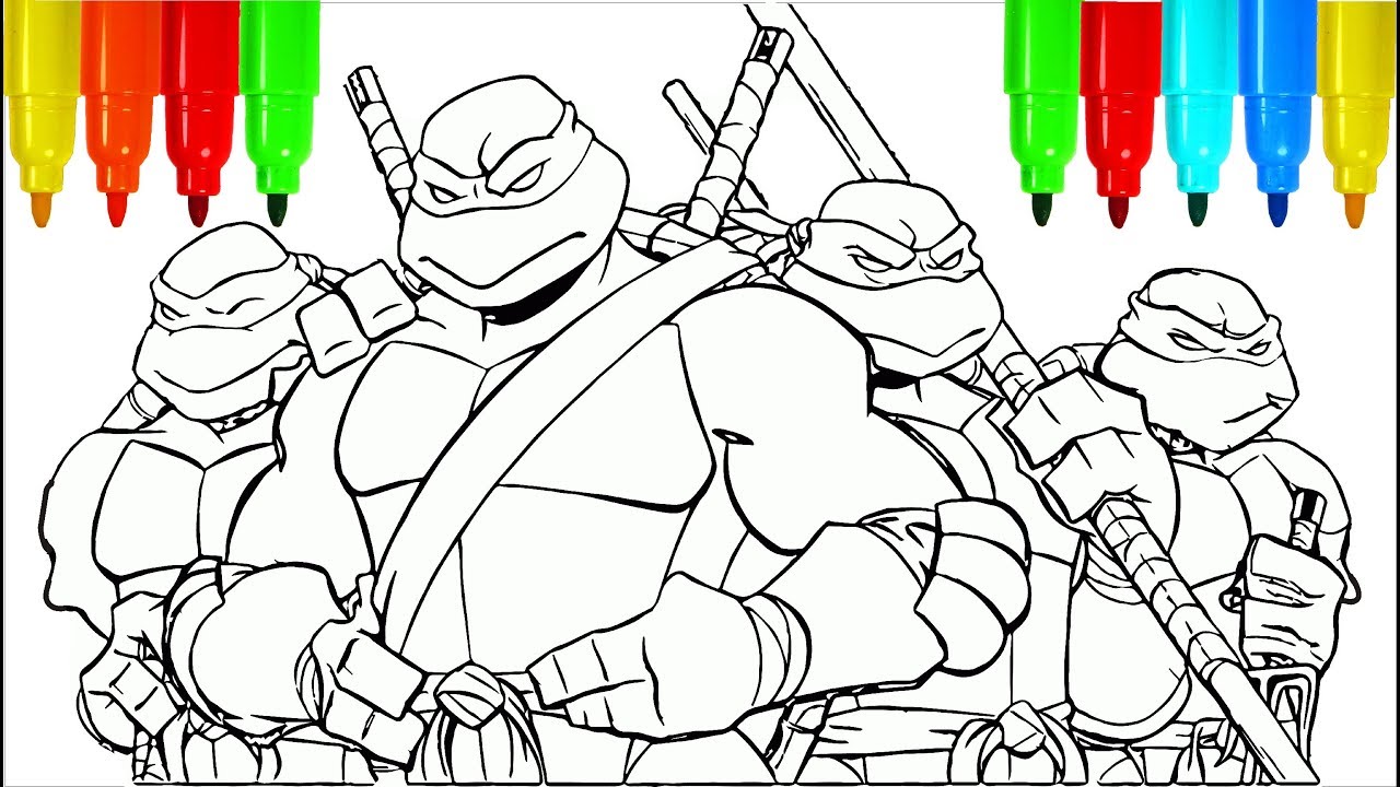 Teenage utant ninja turtles coloring pages colouring pages for kids with colored arkers
