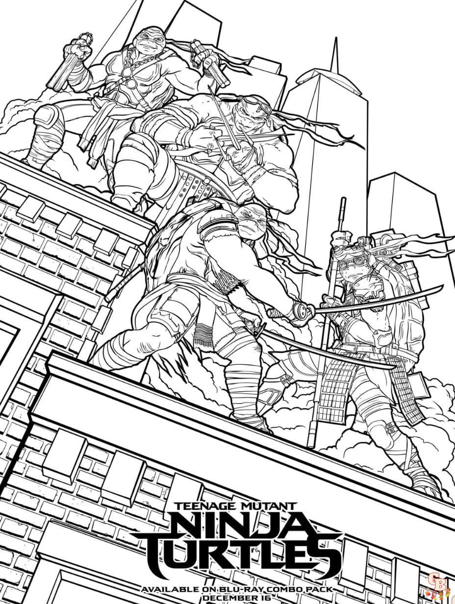 These ninja turtles coloring pages for kids