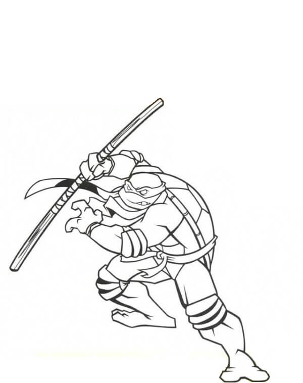 Donatello showing some his poses and attacks coloring page