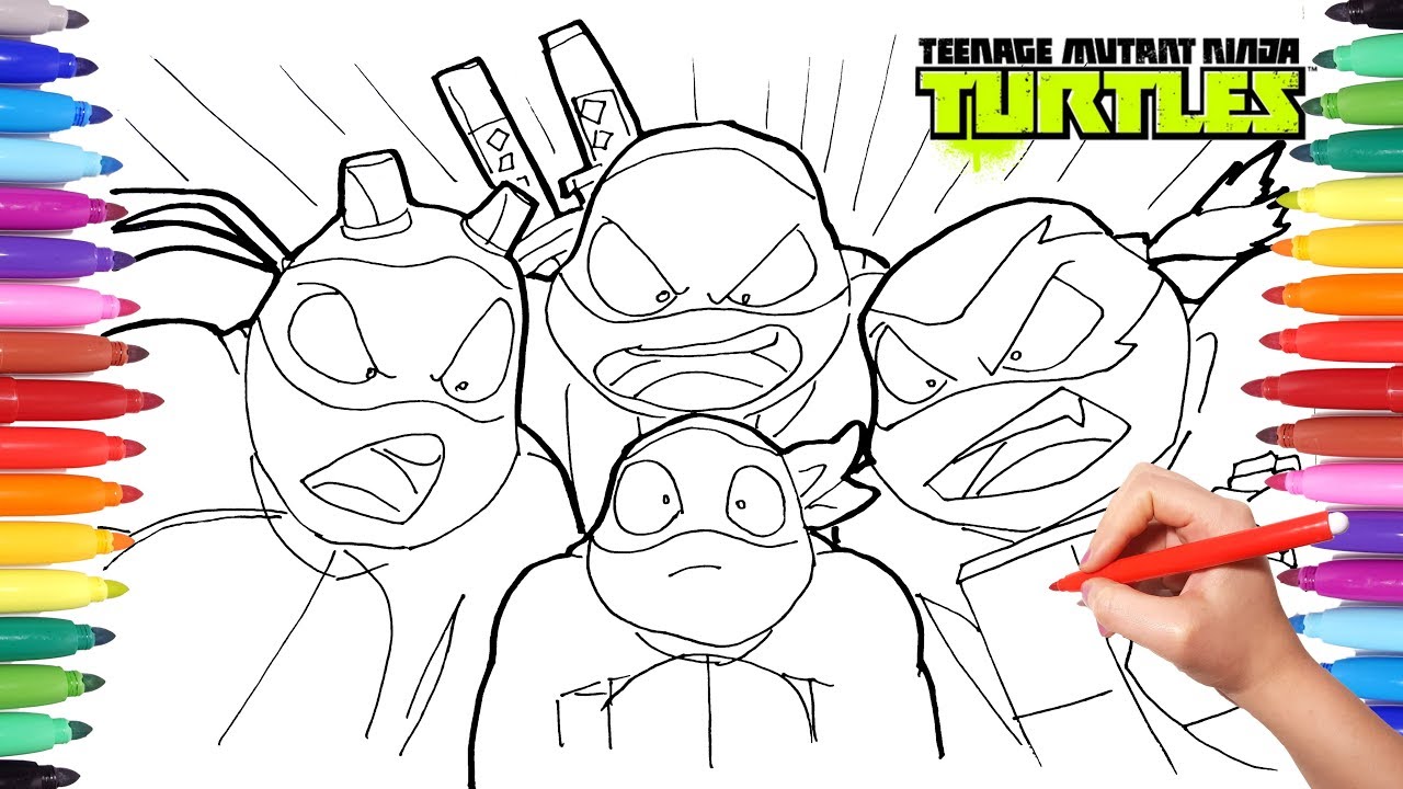 Teenage utant ninja turtles color book tnt drawing leonardo raffaello donatello ichelangelo