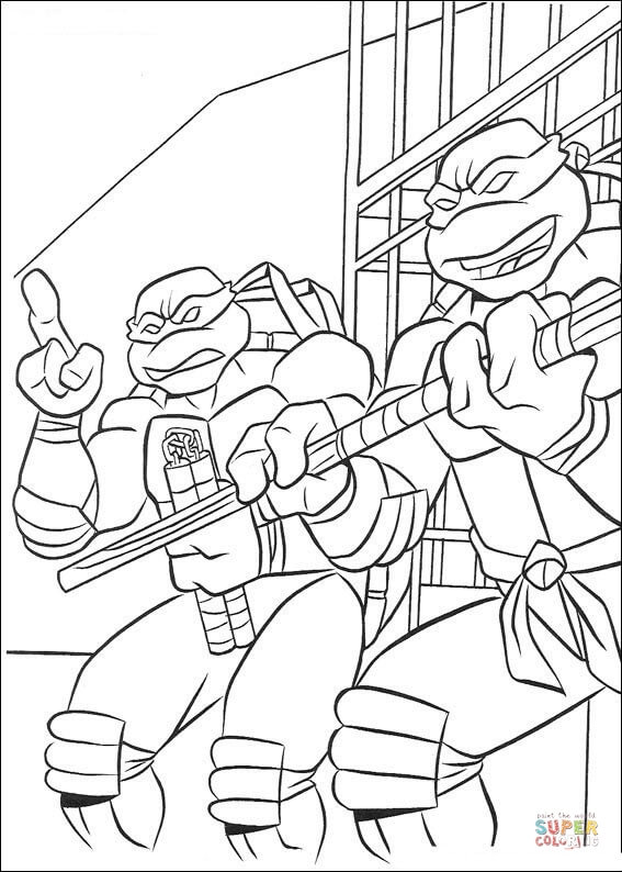 Michelangelo and donatello coloring page free printable coloring pages