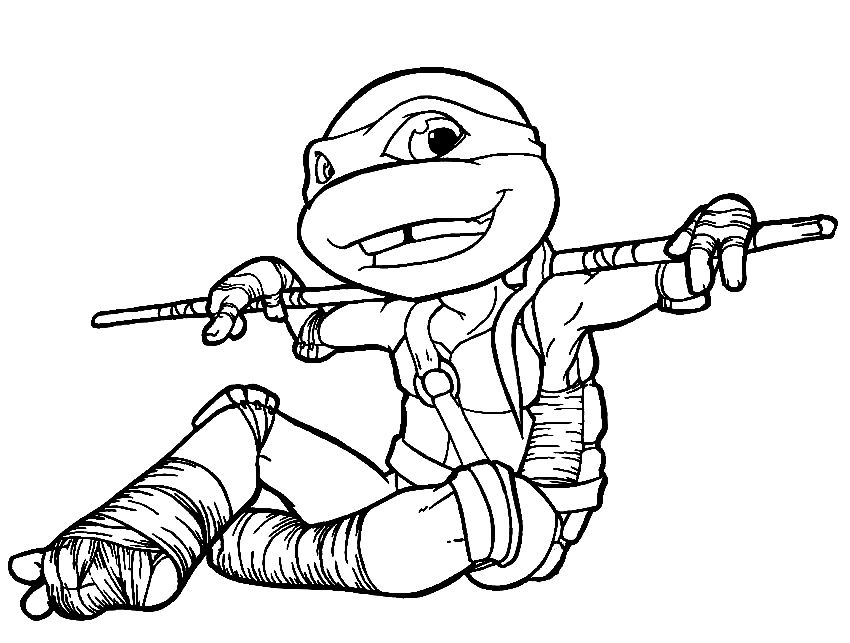 Happy donatello ninja turtles coloring page