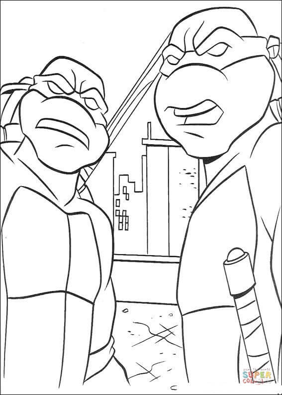 Donatello and michaelangelo coloring page free printable coloring pages