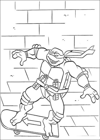 Michelangelo shows how to skateboard coloring page free printable coloring pages