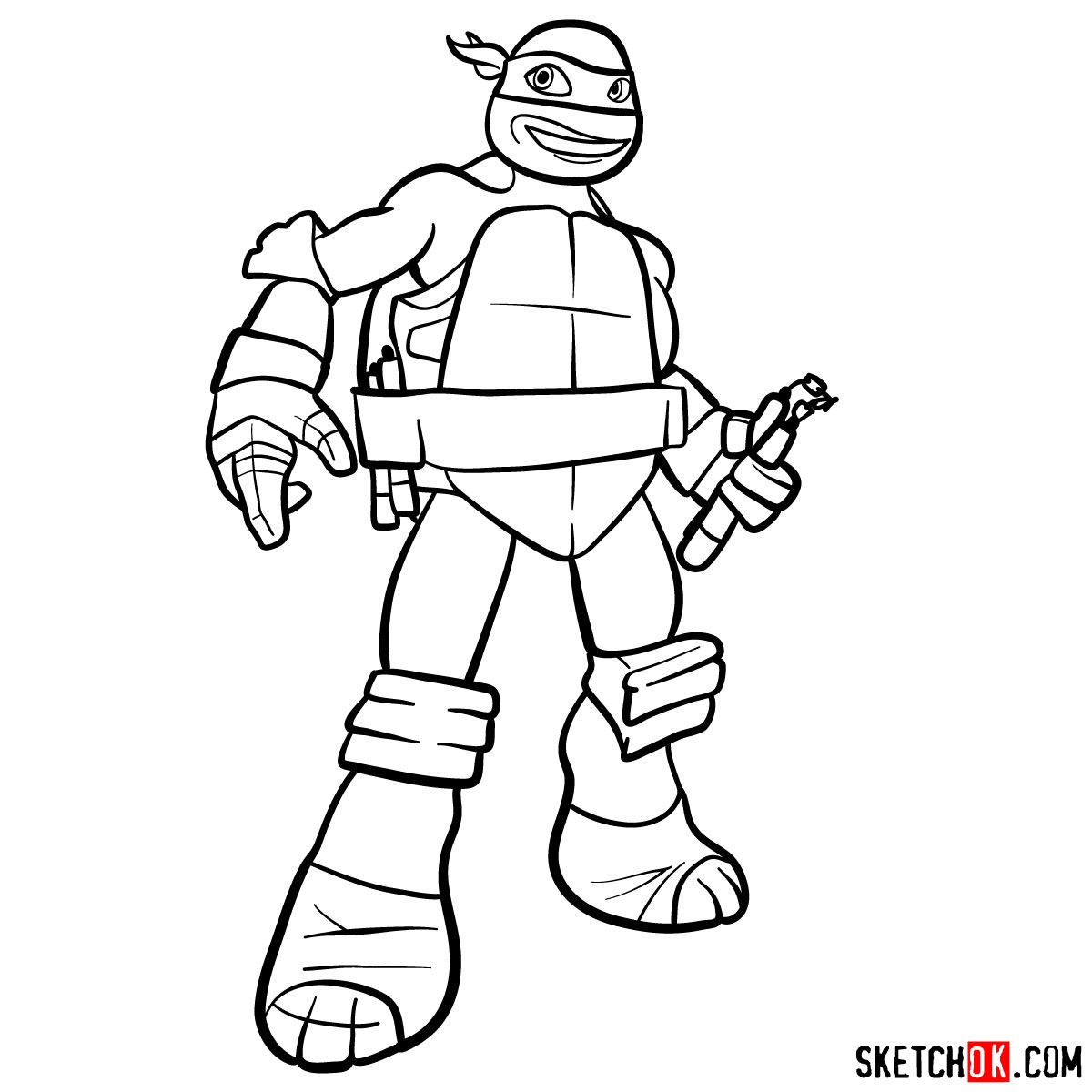 How to draw michaelangelo ninja turtle cartoon style