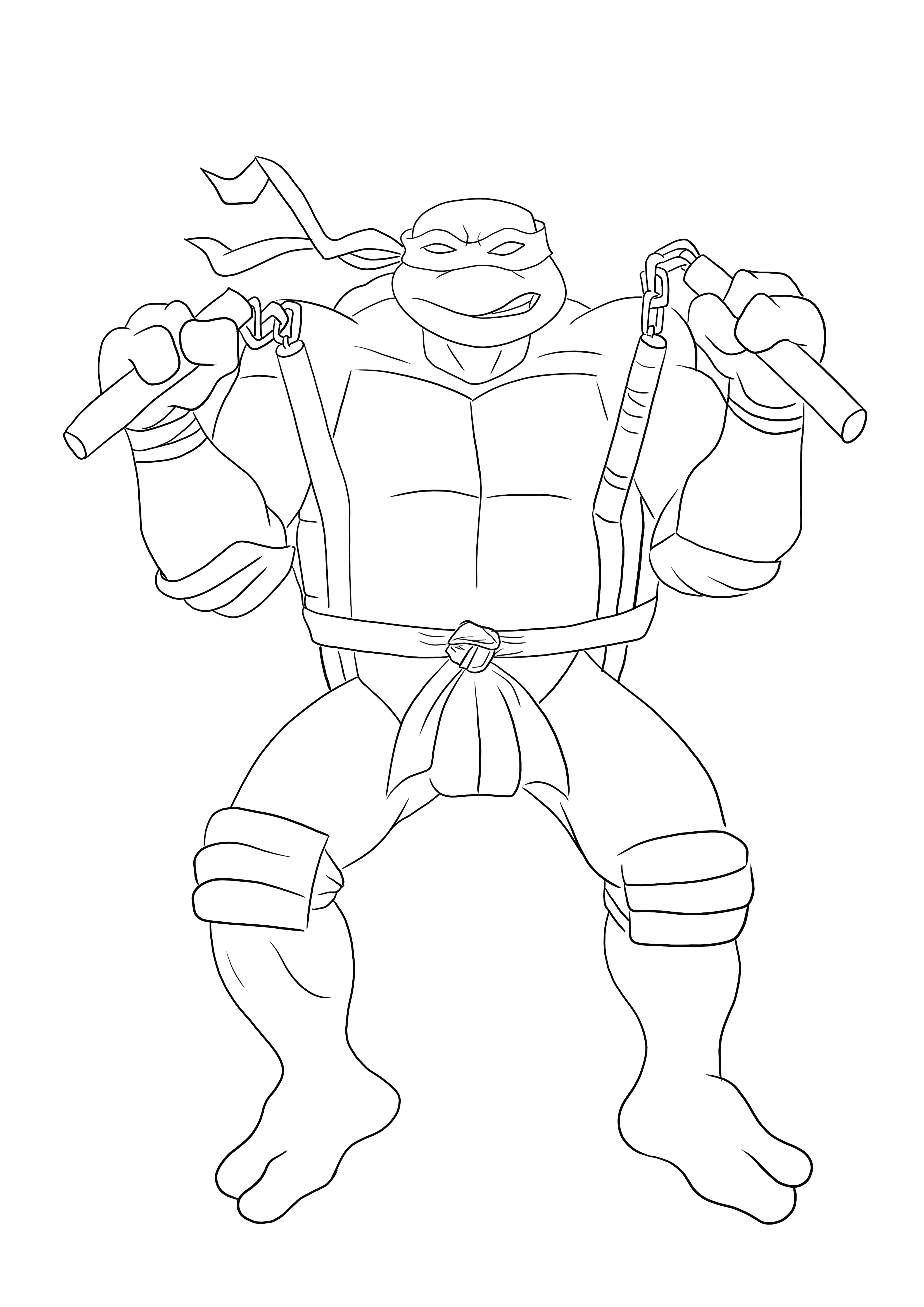 Michelangelo ninja turtle free printable for simple coloring sheet