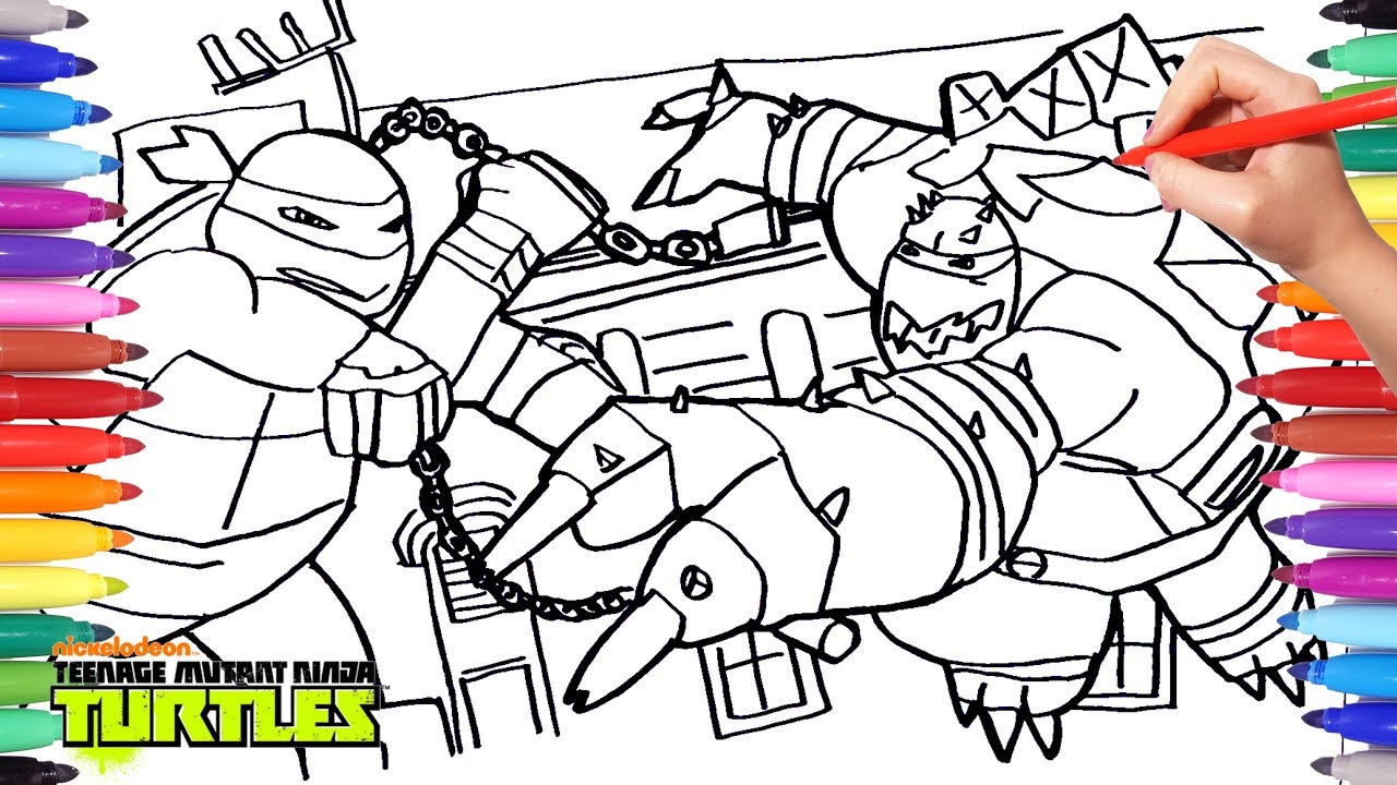 Tnt coloring pages for kids draw and color ichelangelo vs slash ninja turtles coloring