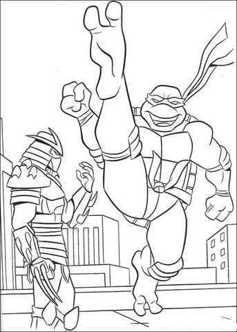 The shredder and ninja turtle coloring page free printable coloring pages