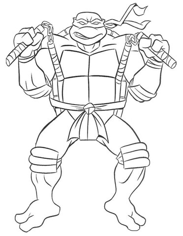 Michelangelo ninja turtle coloring page free printable coloring pages