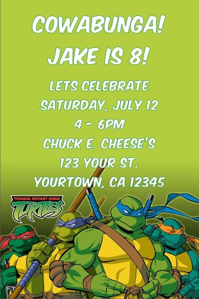 Teenage mutant ninja turtles invitation