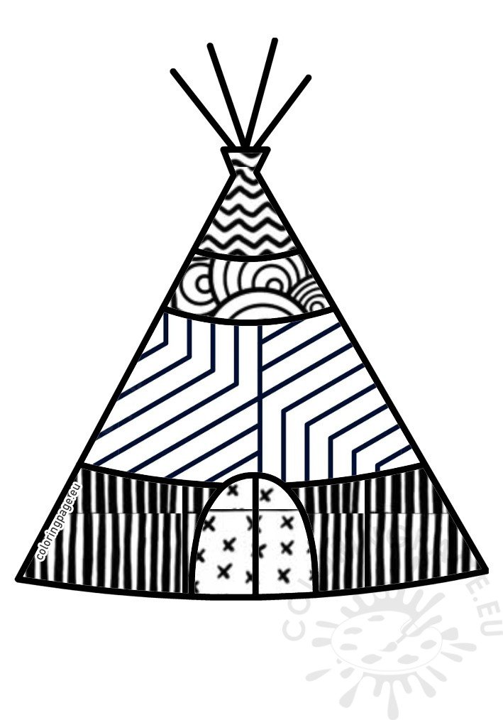 Zentangle teepee coloring page