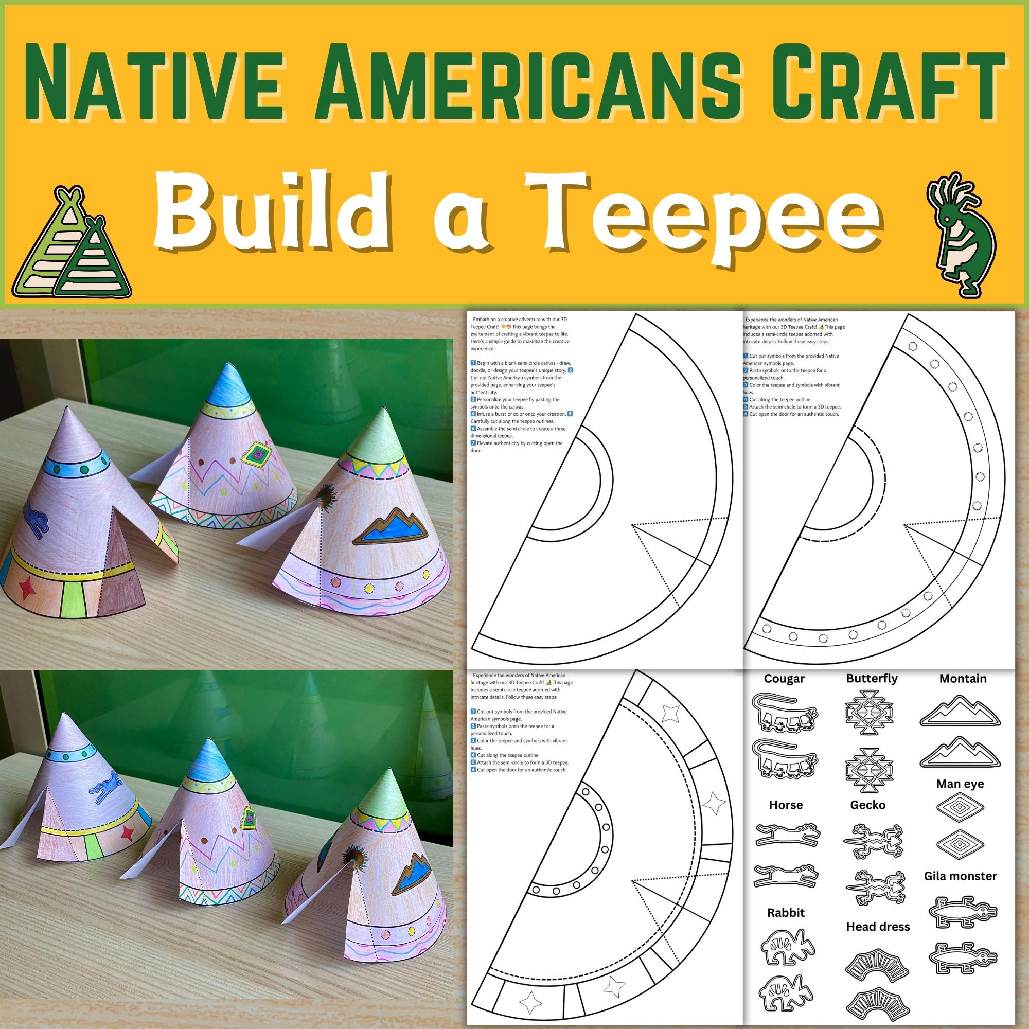 Build a d teepeetipi native americans craftsymbols design a teepee template scissor practice made by teachers