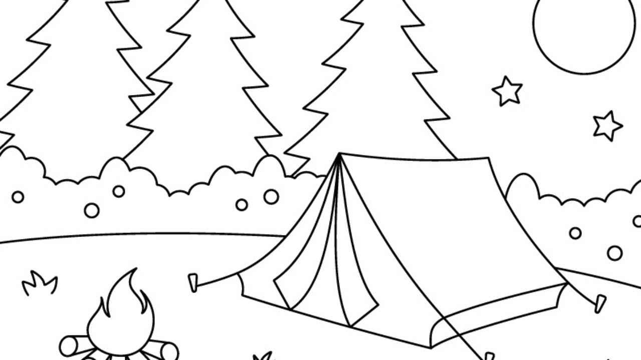 Printable camping coloring page