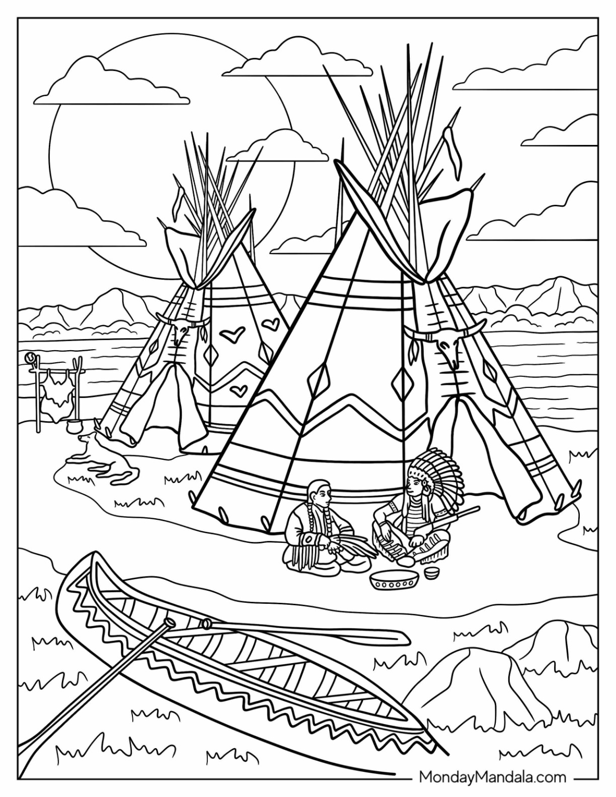 Native american coloring pages free pdf printables