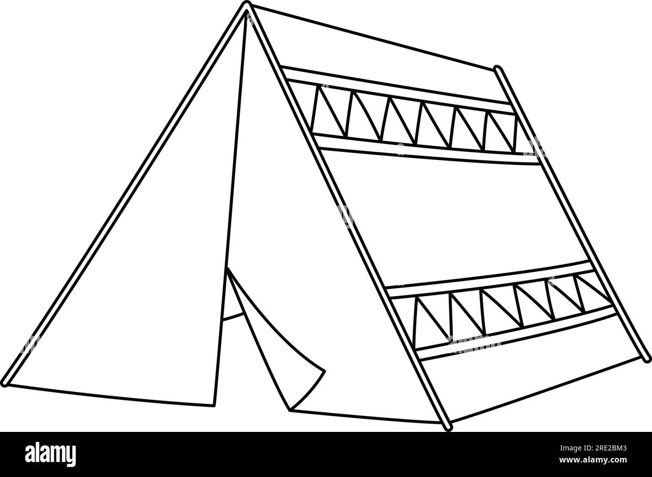 Camping tent isolated coloring page for kids stock vector image art